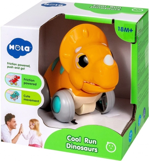 Dinozaur interactiv din plastic pe roți cu propulsie și fălci mobile