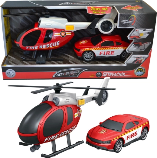 Set de pompieri elicopter și mașină 1:14 CITY SERVICE CAR