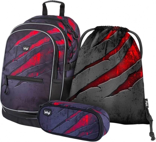 Set școlar Baagl Core Lavă – rucsac, penar și săculeț