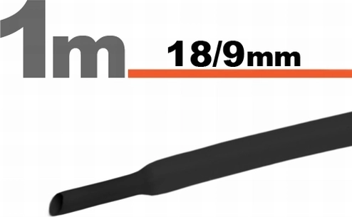 Tub izolator negru 18/9 mm