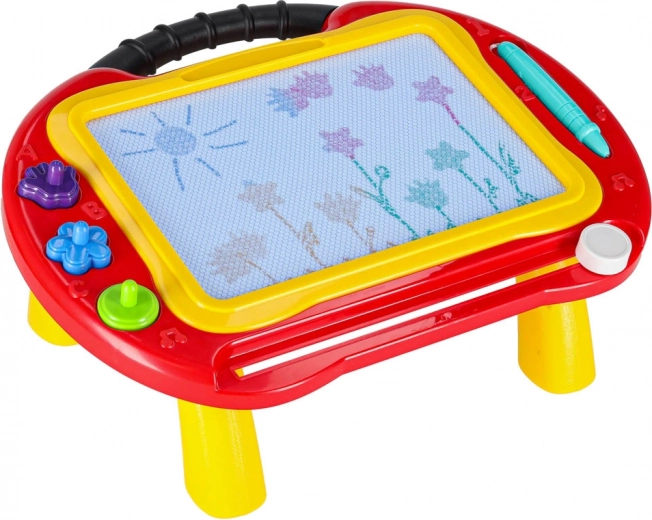 2‑în‑1: măsuță stabilă și tablă portabilă