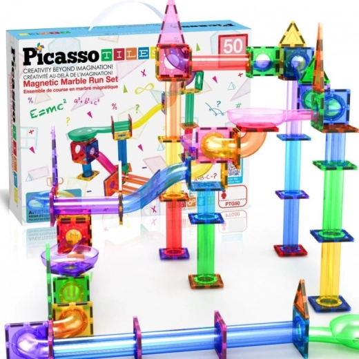 Pistă magnetică cu bile PICASSO – set de construcție 50 piese