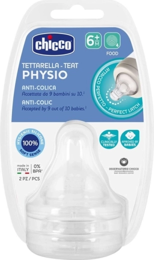 Tetina Chicco pentru cereale pentru biberoanele Perfect 5 și Well-Being, silicon, 6m+, 2 buc