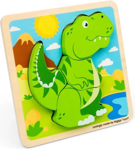 Bigjigs Toys puzzle din lemn cu piese de introdus T-Rex