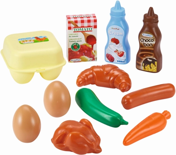 Mic dejun pentru copii Écoiffier în plasă, set de alimente 11 piese