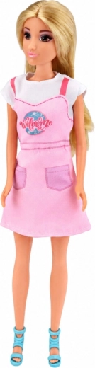 Păpușa Anlily 30 cm cu păr blond și rochie roz