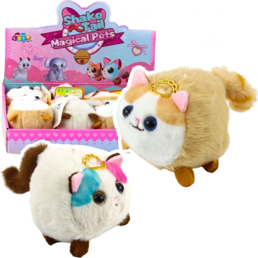 Pisoi din pluș cu coadă rotativă maro-alb