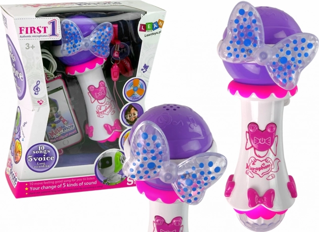 Microfon karaoke pentru copii cu MP3 și fundă colorată