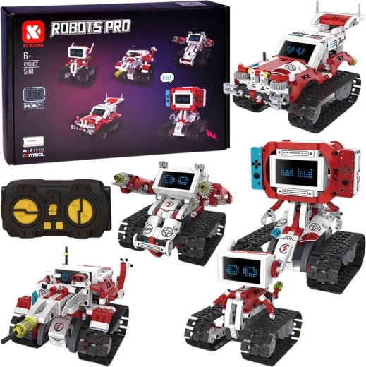 Robots Pro, set de construcție roboți 5 în 1 cu telecomandă și afișaj LED