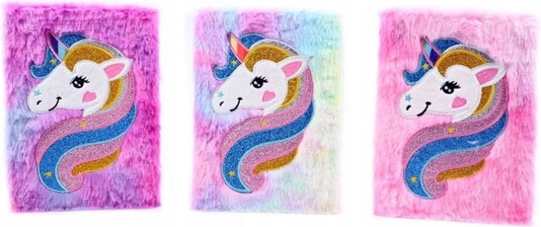 Caiet plușat Unicorn 16 × 22 cm