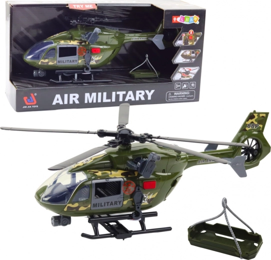 Elicopter militar cu lumini și sunete 1:12 cu cârlig și tărgi