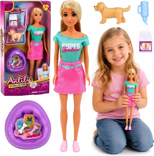 Păpușă la modă Anlily cu cățeluș și accesorii