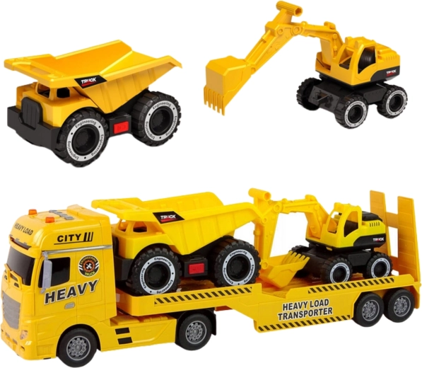 Trei vehicule de construcții într-un singur set