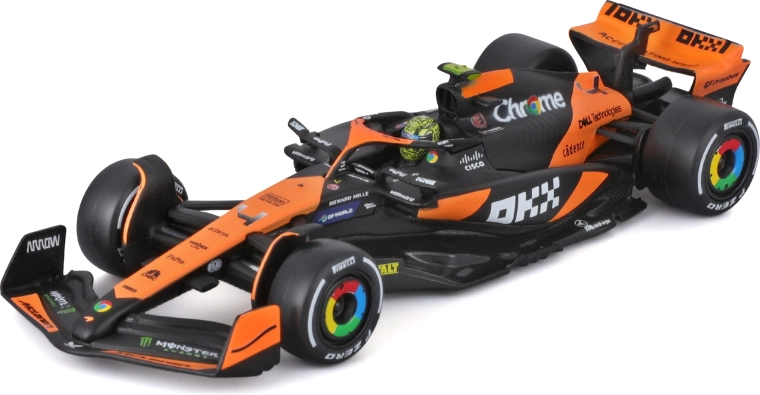 Model metalic bburago 1:43 mclaren mcl38 2024 #4 lando norris cu pilot în cutie de prezentare