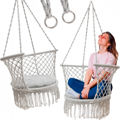 Leagăn de grădină cuib cu spătar gri 80 cm 150 kg