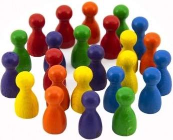 Figurine din lemn 25mm, 6 culori - Joc de societate
