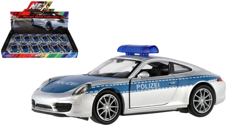 WELLY Porsche 911 Carrera S de poliție cu mecanism cu retragere