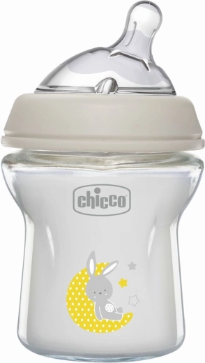 Biberon din sticlă Chicco Natural Feeling 150 ml anticolici, neutru, de la 0 luni