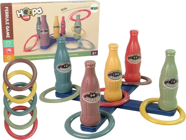 Joc de aruncat inele pe sticle cu punctaj, 10 piese