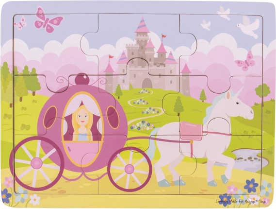 Puzzle din lemn Prințesă cu caleașcă de la Bigjigs Toys