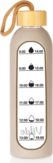 Sticlă de apă Vilde din sticlă cu husă din silicon bej 600 ml