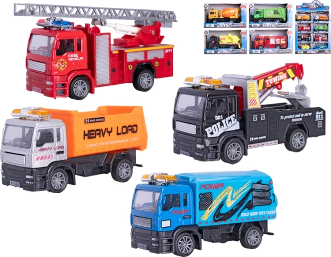 Vehicule de lucru din metal 1:55 cu mecanism pull-back, 12 cm