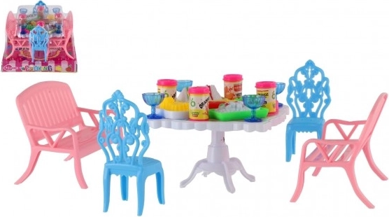 Set de mobilier de luat masa pentru păpuși cu accesorii