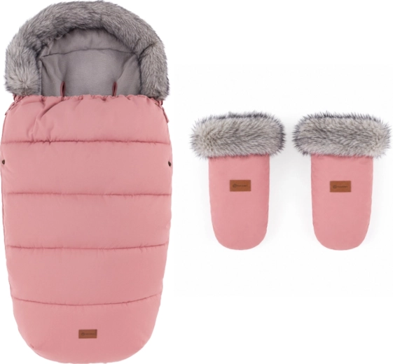 Petite&Mars set de iarnă sac Comfy 4v1 și mănuși pentru cărucior Fjora old rose
