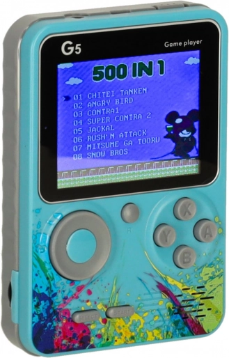 Consolă retro portabilă mini – 500 de jocuri, albastră