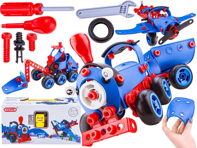 Set de construcție elastic 6în1 (142 piese) – mașini și vehicule