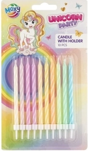 Lumânări pentru tort cu motiv de unicorn, 10 bucăți