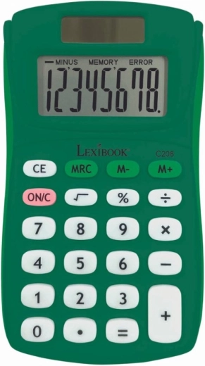 Lexibook calculator de buzunar cu 8 cifre, suprafață din cauciuc – verde