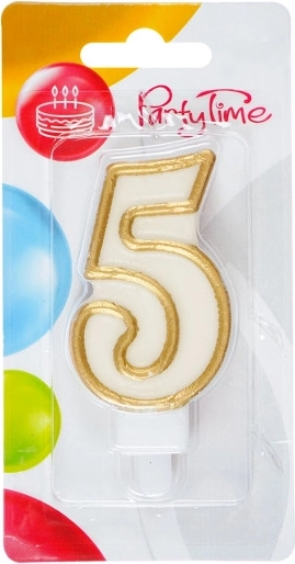 Lumânare aniversară cifră 5 aurie