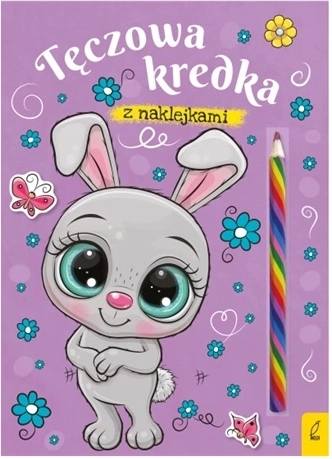Iepuraș – carte de colorat cu creion curcubeu și autocolante