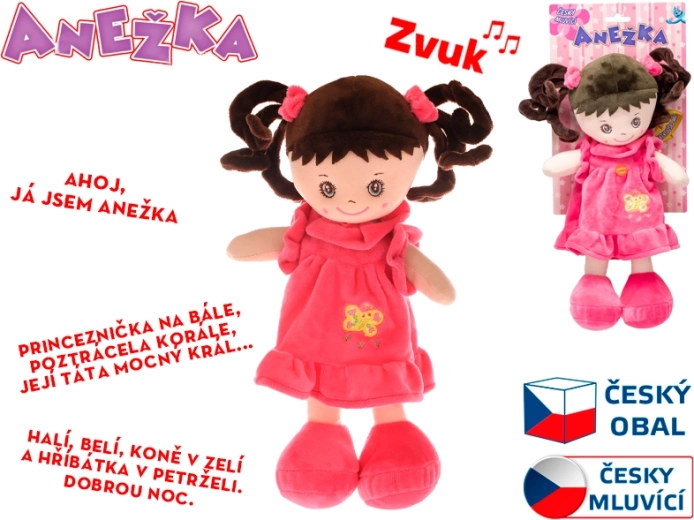 Păpușă textilă vorbitoare și cântătoare Anežka 36 cm
