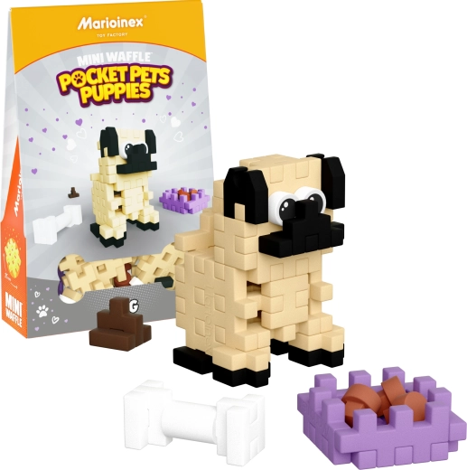 Set de construcție Mini Waffle Pocket Pets – cățel pug de la Marioinex