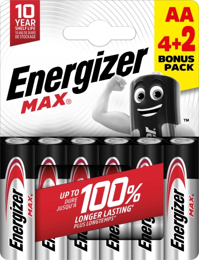 Energizer Max AA baterii alcaline 6 buc (4+2 gratuit)