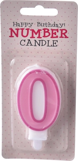 Lumânare roz pentru tort – cifra 0 (7 cm)