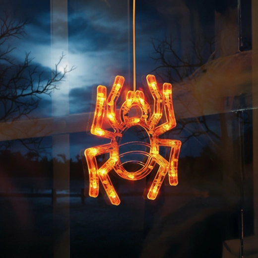Decorațiune luminoasă de Halloween în formă de păianjen cu ventuză, 12 LED-uri
