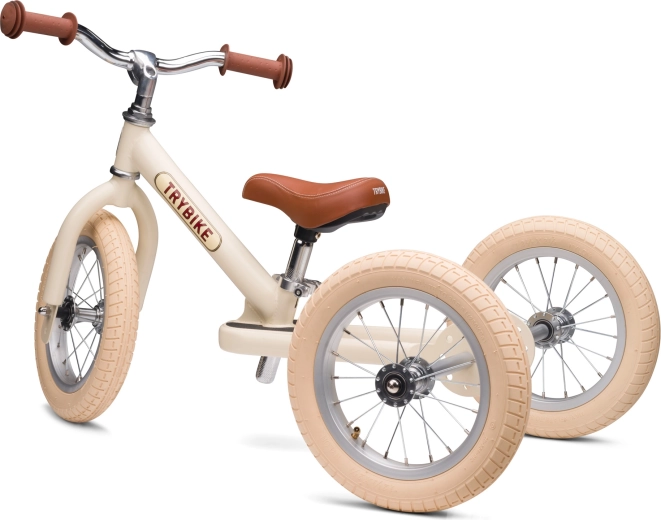 Trybike bicicletă de echilibru pentru copii 2în1 – tricicletă și bicicletă de echilibru, crem mat