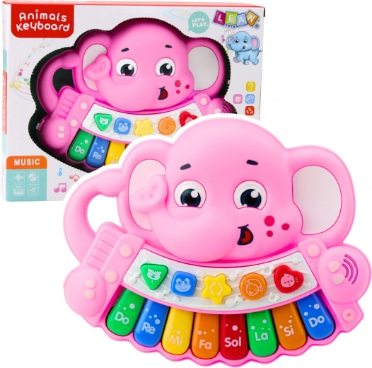 Pian Interactiv Roz Elefănțel – Melodii, Gama, Sunete Animale