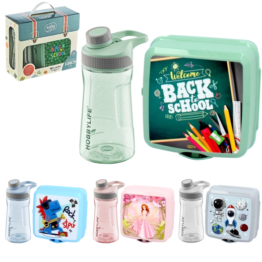 Set cutie pentru gustare și sticlă de apă 530 ml HOBBYLIFE