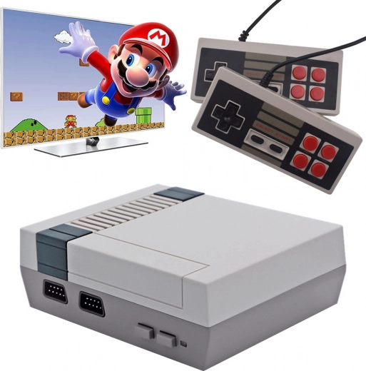 consolă retro mini cu 620 jocuri integrate și 2 controllere
