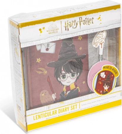 set jurnal lenticular harry potter cu stilou, autocolante și notițe adezive