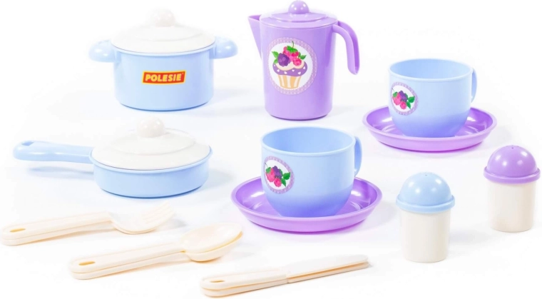 Set de veselă de bucătărie pentru copii pentru doi (18 piese)
