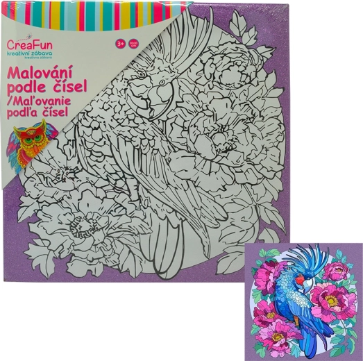 Pictură pe pânză – papagal 30 × 30 cm