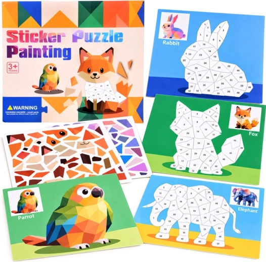 Mozaic numeric cu autocolante cu animăluțe – 8 imagini