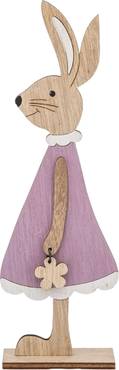 Figurină doamnă iepuraș în rochie din velur, mov, 22,5 cm