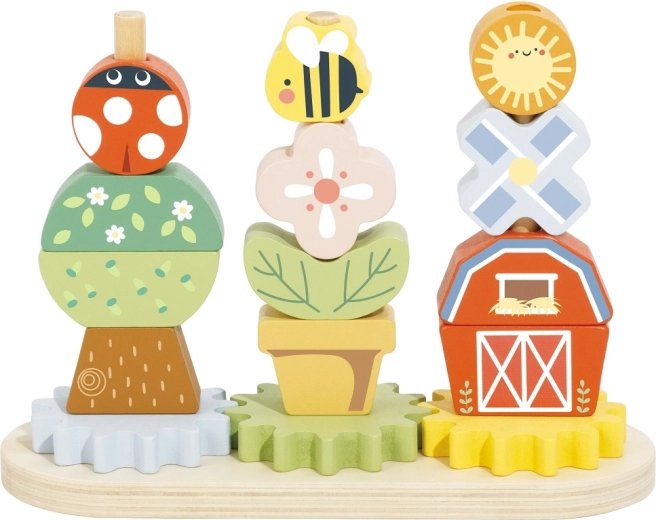 2Kids Toys jucărie din lemn de potrivire pe țepe cu roți dințate – tematică rurală