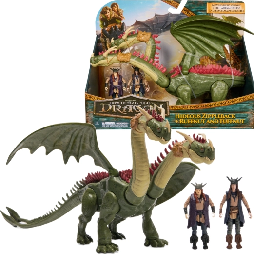 Set de figurine Cum să îți dresezi dragonul cu dragonul cu două capete Zubohlav și călăreții Rafan și Ťafan - 3 buc.